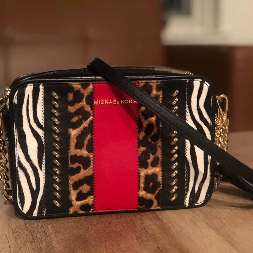 Michael Kors Jet Set Calf Hair & Leather Crossbody